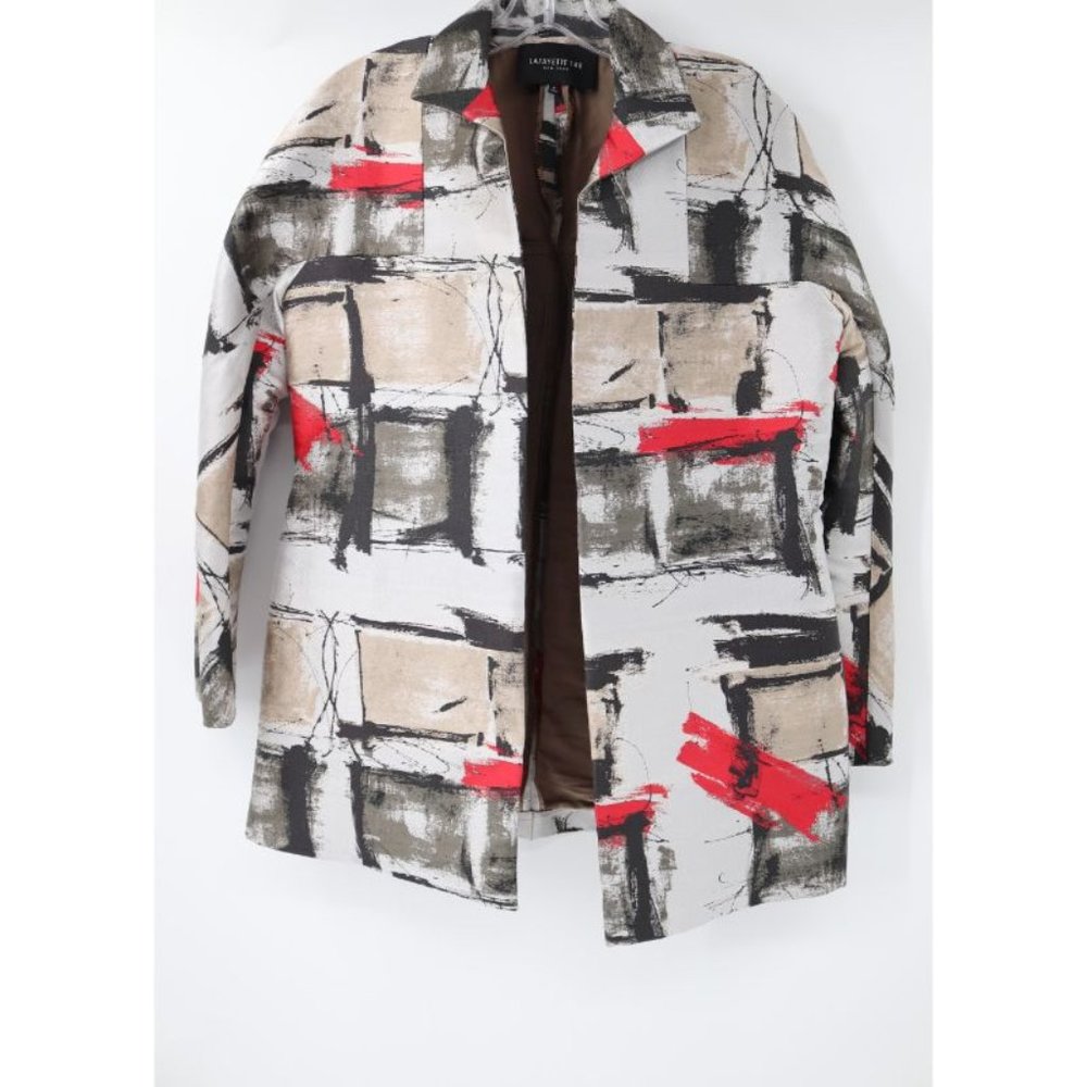 Lafayette 148 new york jacket Womens small open front geo print luxury blazer